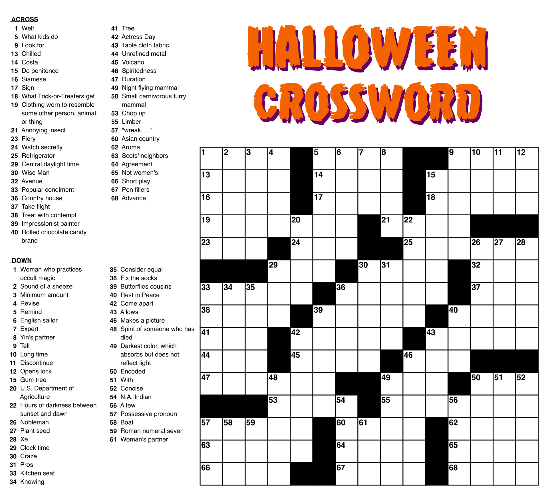 Large Print Easy Crossword Puzzles 10 Free PDF Printables Printablee