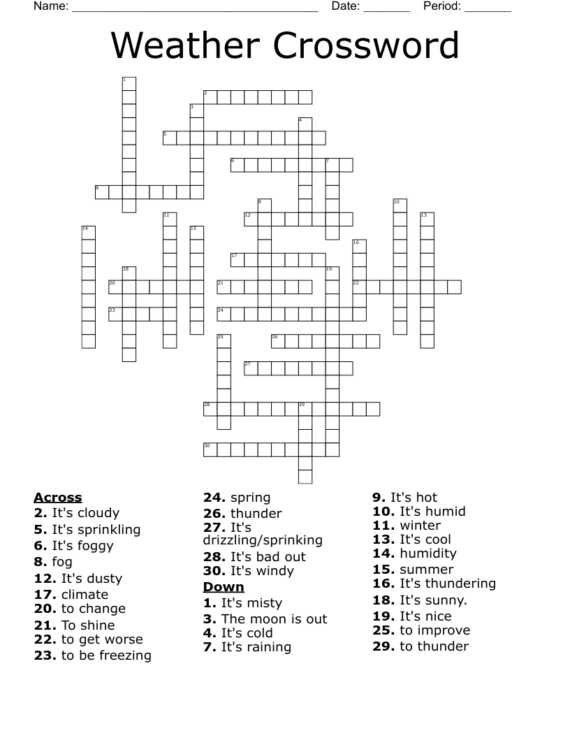 Line On A Weather Map Crossword Prntbl concejomunicipaldechinu gov co