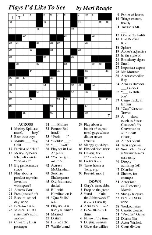 Merl Reagle Printable Crossword Puzzles Printable Crossword Puzzles