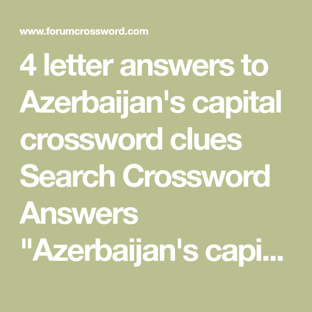 Middle Eastern Capital Crossword