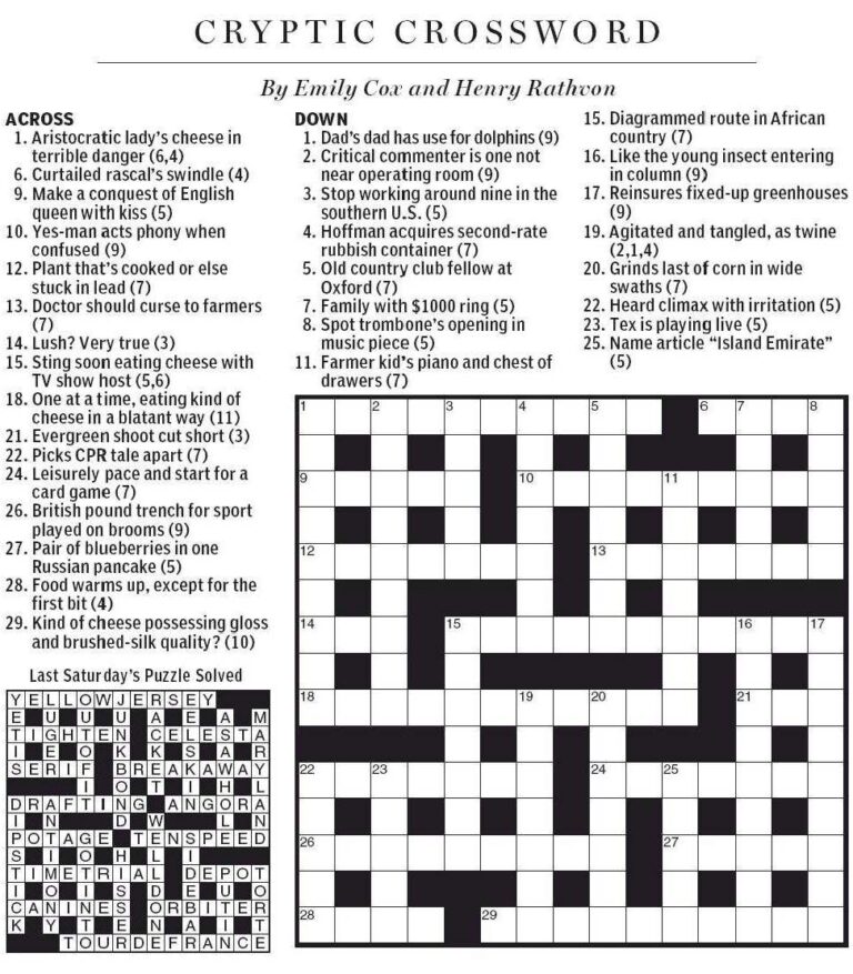 National Post Cryptic Crossword Forum Saturday July 28 2012 Cheese 