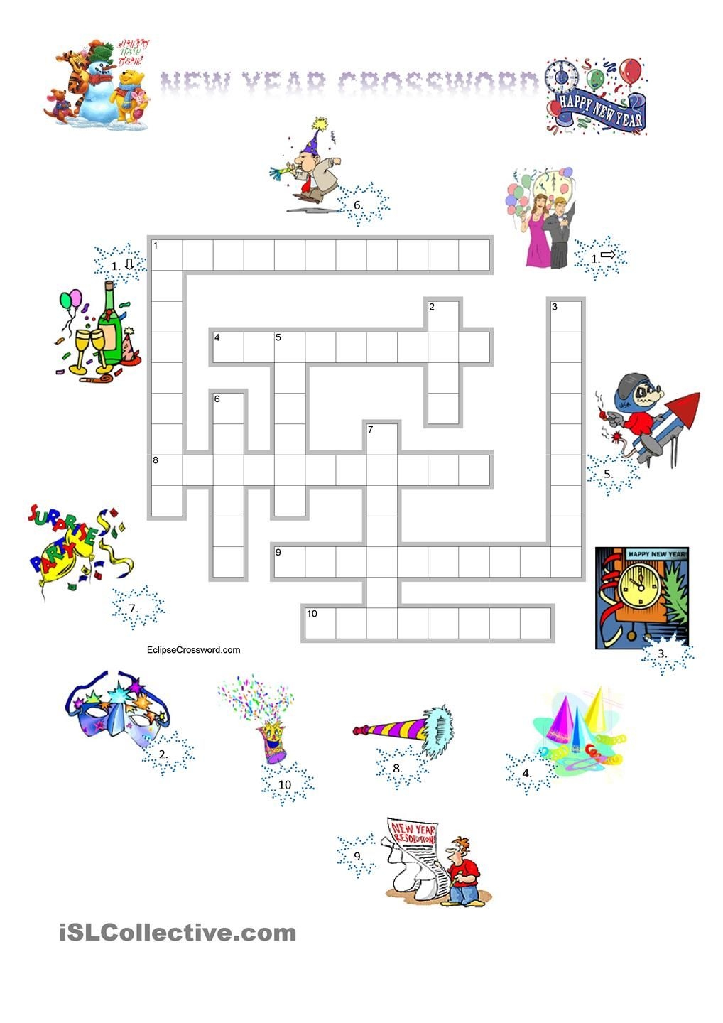 New Year Crossword Puzzle Printable