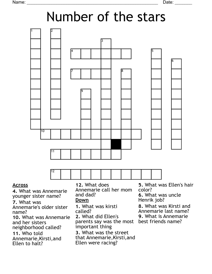 Number Of The Stars Crossword WordMint