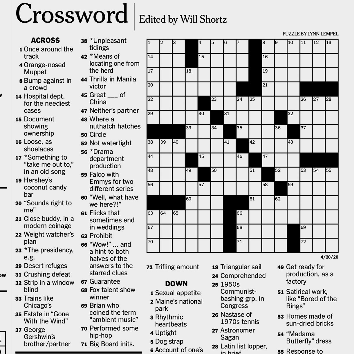 Nyt Crossword Free Printable Printable Word Searches