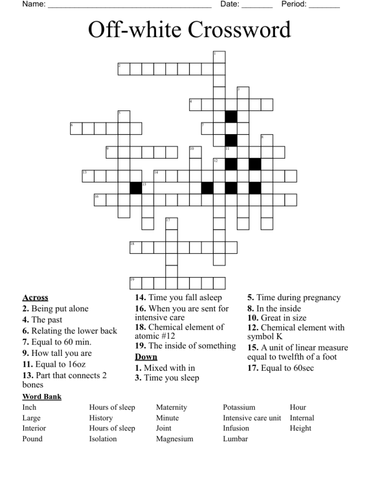 Off white Crossword WordMint