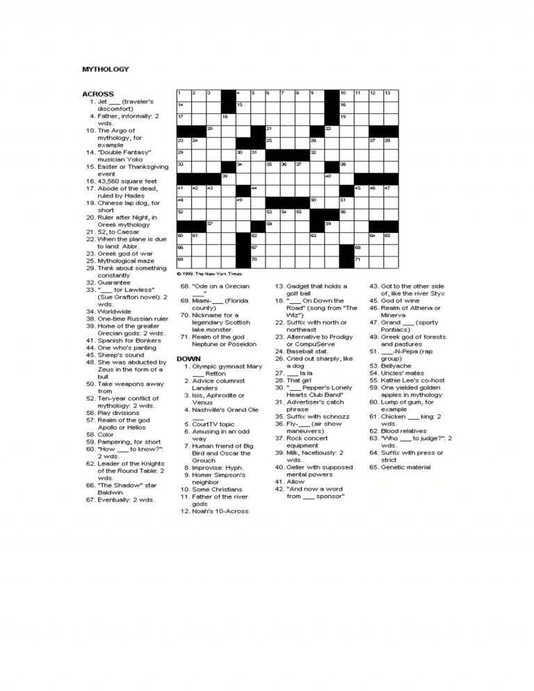 One Across Crossword Help