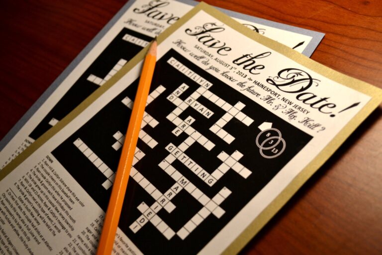 Personalized Save The Date Crossword Puzzle Card For Couples 