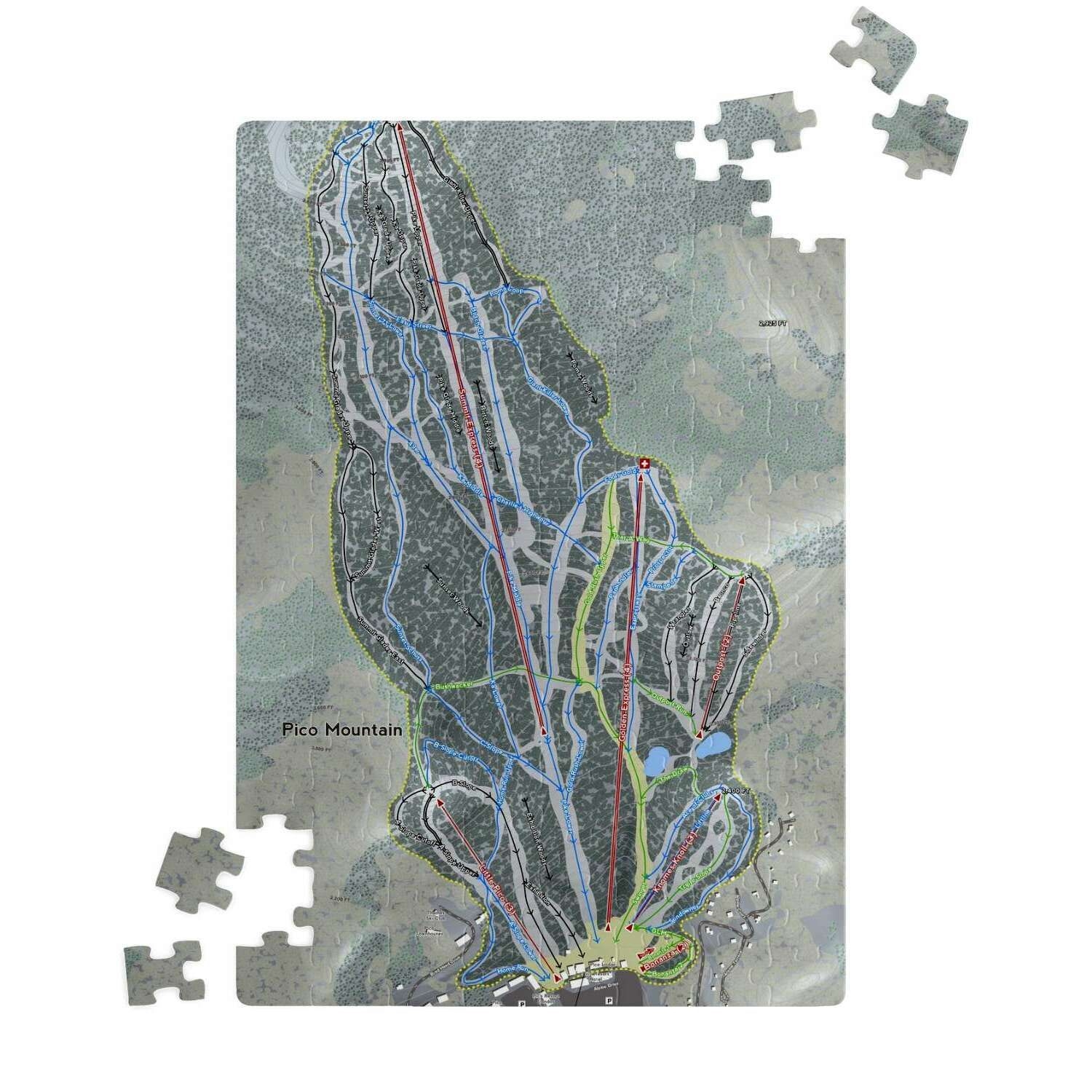 Pico Mountain Vermont Ski Trail Map Puzzle Map Puzzle Custom Puzzle 