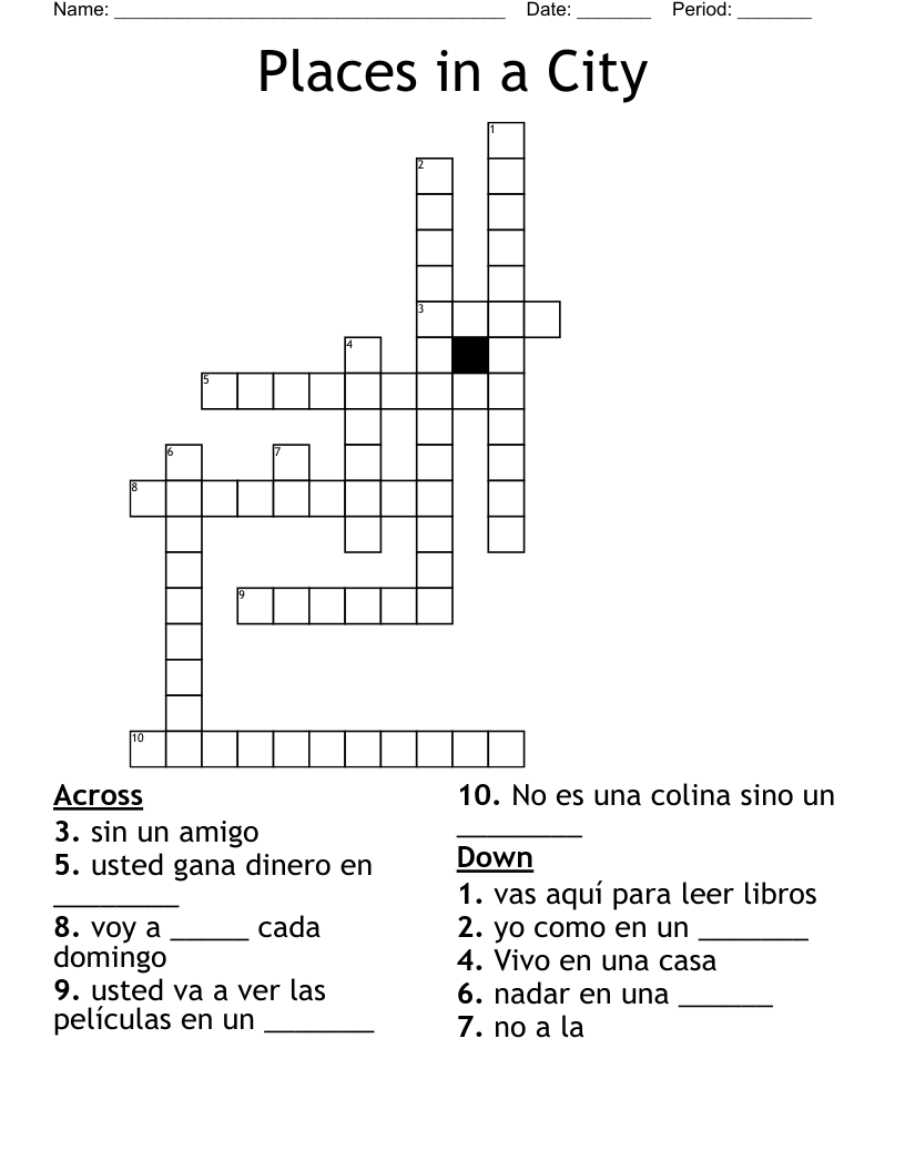 Places In A City Crossword WordMint