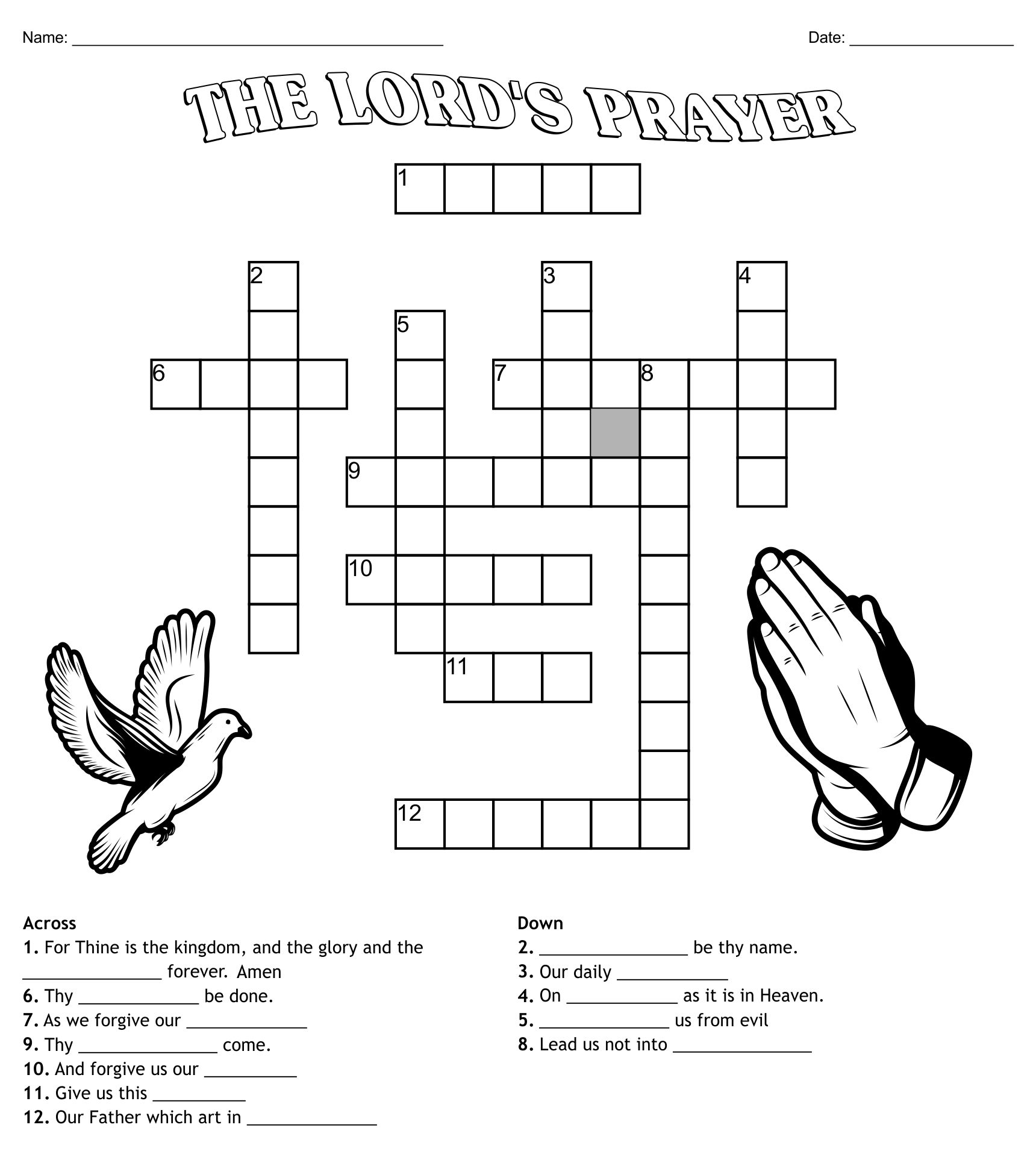 Prayer Crossword Puzzle 6 Free PDF Printables Printablee