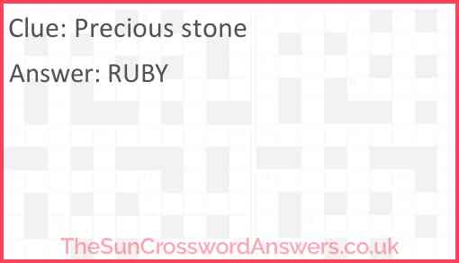 Precious Stone Crossword Clue TheSunCrosswordAnswers co uk