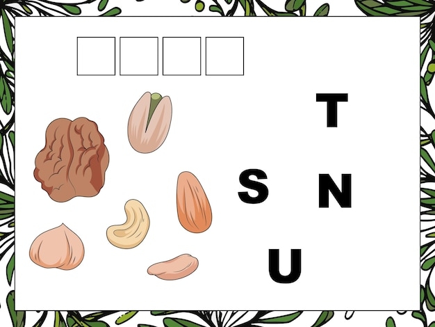 Premium Vector Cartoon Nuts Crossword Put The Letters In The Correct