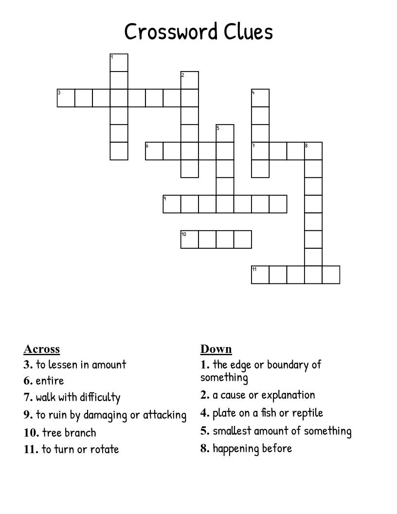 Printable Crossword Puzzles With Clues