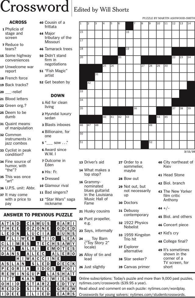 Printable Nyt Crossword Puzzles Free Free Templates Printable