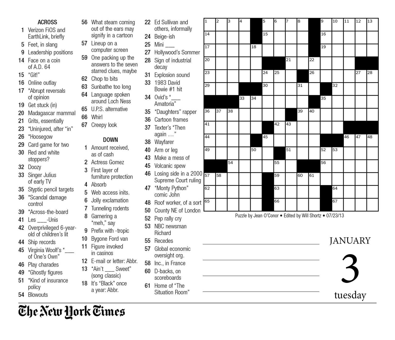 Printable Premier Sunday Crossword