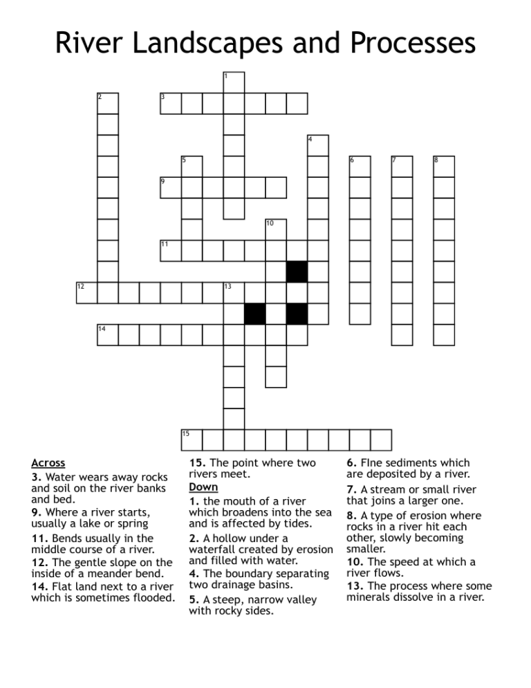 Rivers A Crossword Puzzle Teaching Resources Vrogue co