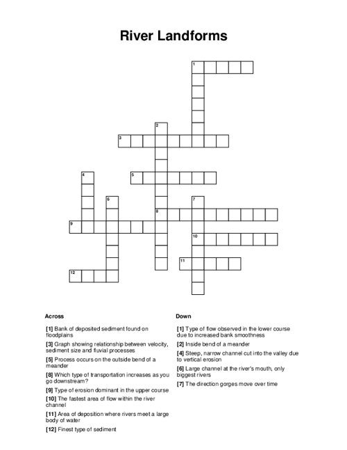 Rivers A Crossword Puzzle Teaching Resources Vrogue co