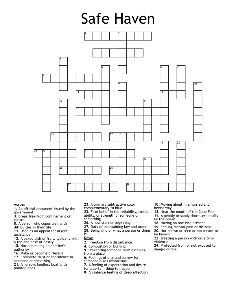 Safe Haven Crossword WordMint