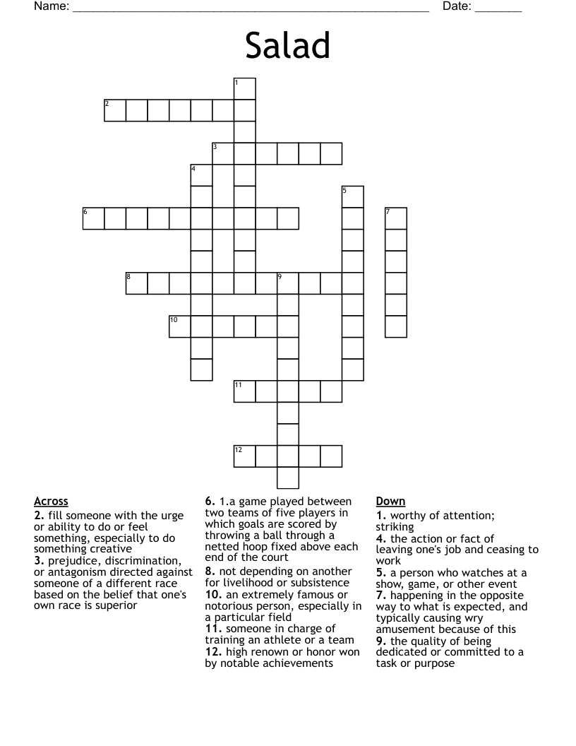 Salad Crossword WordMint