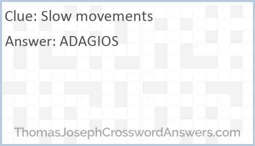 Slow Movements Crossword Clue ThomasJosephCrosswordAnswers