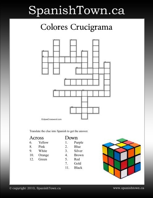 Spanish Gold Crossword Clue Colors In Spanish Crossword Puzzle