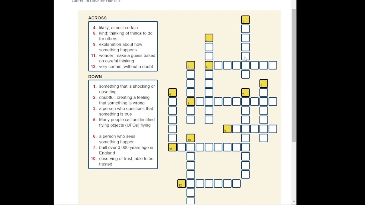 Summit 1 3 Unit 9 Game Crossword Puzzle YouTube