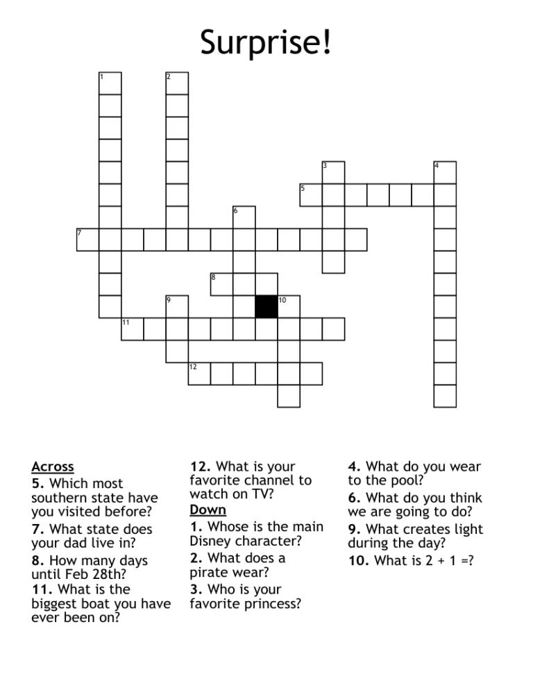 Surprise Crossword WordMint