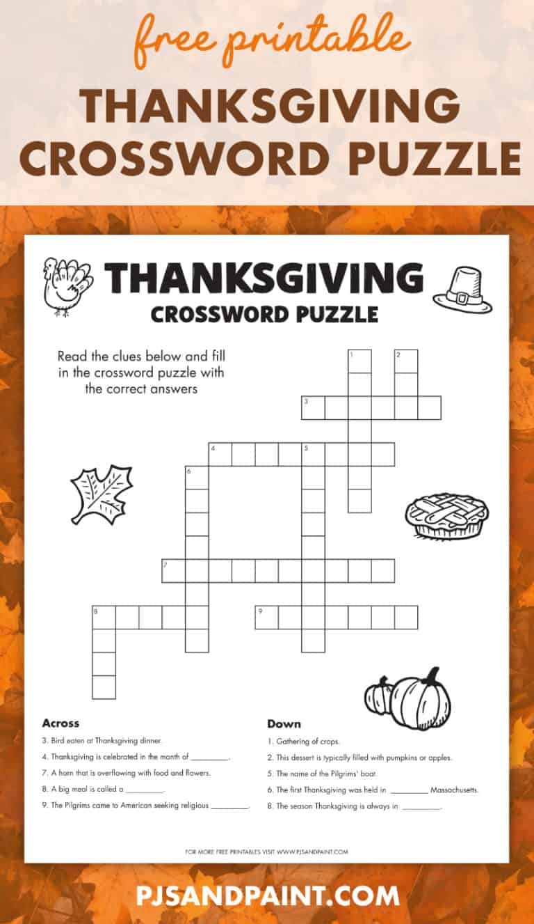 Thanksgiving Crossword Puzzle Free Printable For Kids Vrogue co