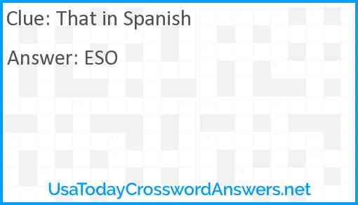 That In Spanish Crossword Clue UsaTodayCrosswordAnswers