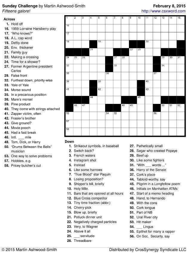 The Daily Commuter Crossword Puzzle Printable Simply Read The Clues 