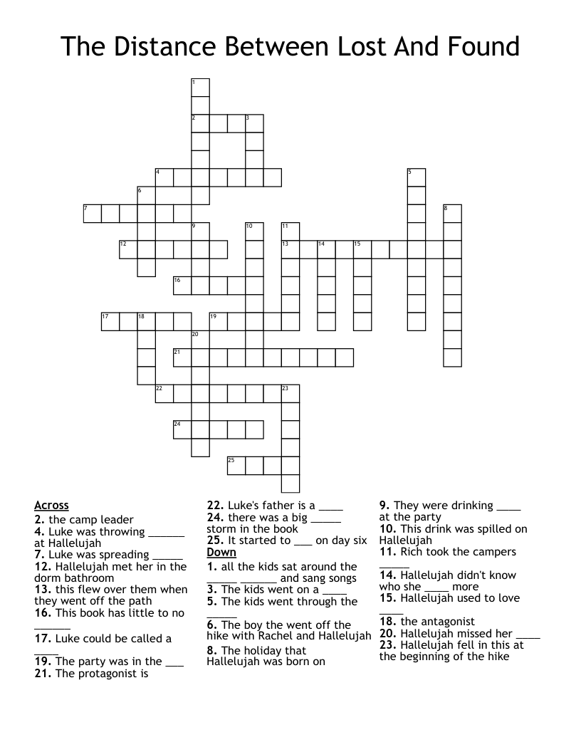 The Distance Between Lost And Found Crossword WordMint