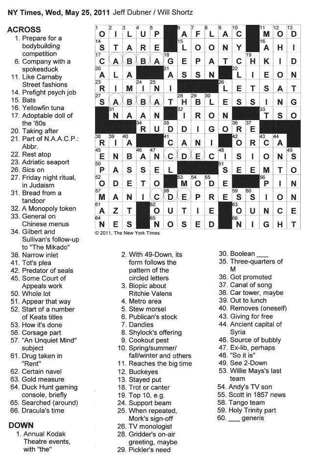 The New York Times Crossword In Gothic May 2011