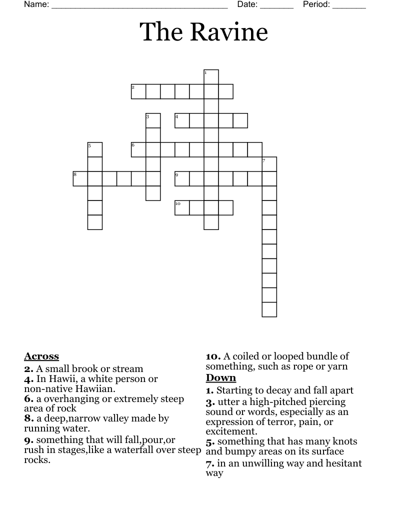 The Ravine Crossword WordMint