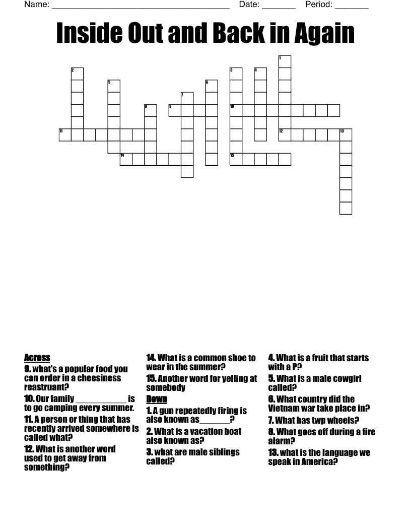 Turned Inside Out Crossword Prntbl concejomunicipaldechinu gov co