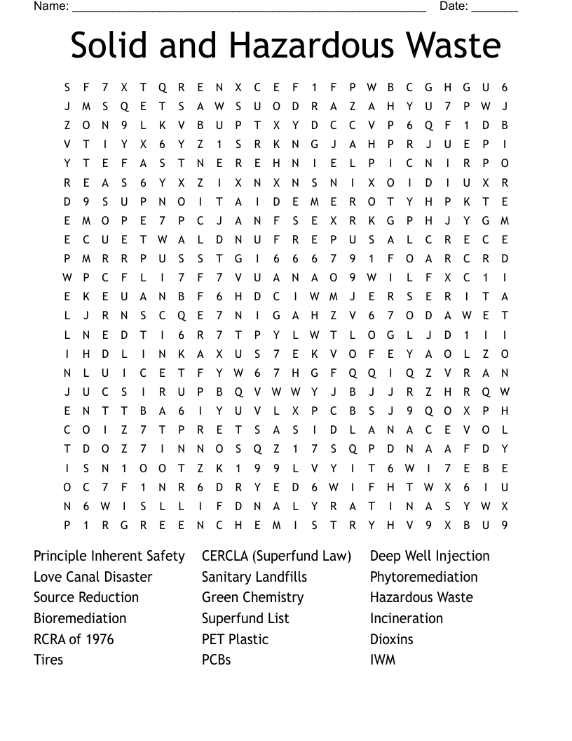 Waste Management Crossword WordMint