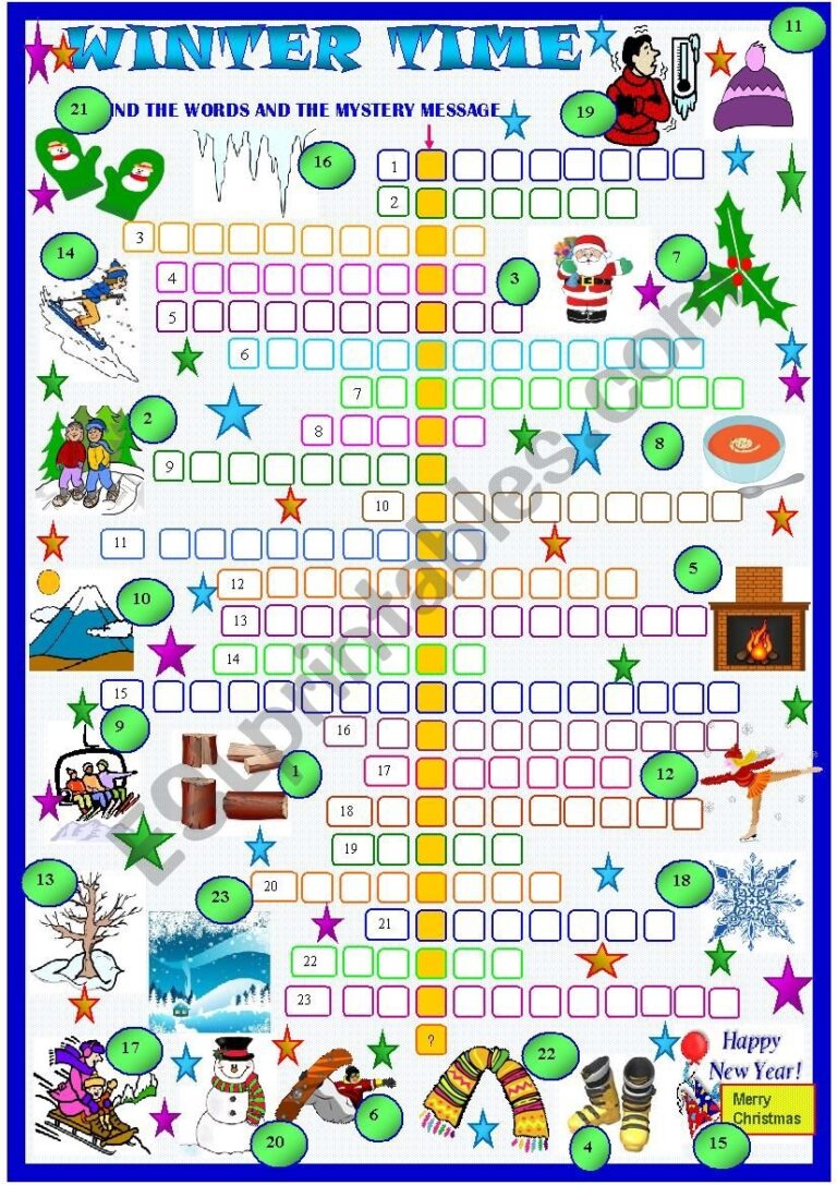 Winter Crossword Puzzle Printable