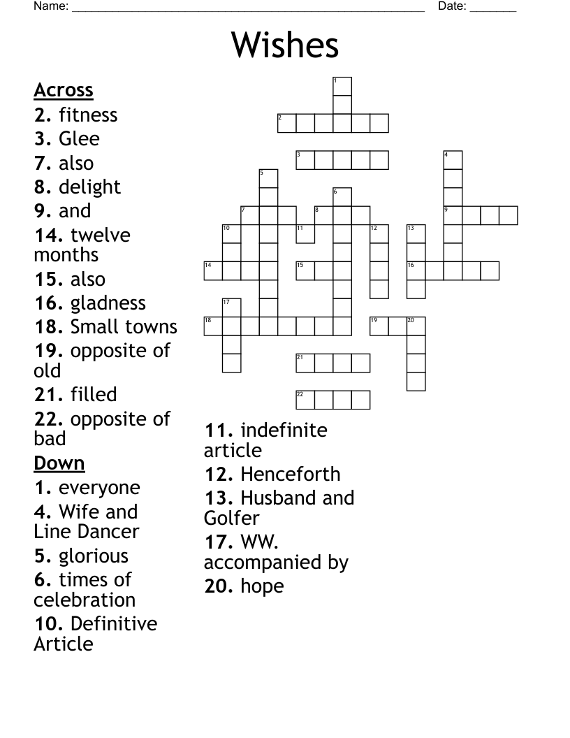 Wishes Crossword WordMint