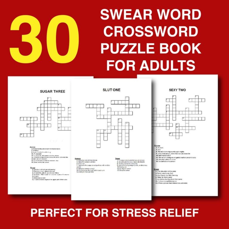 30 Swear Word Crossword Puzzles For Adults Instant Download Printable 