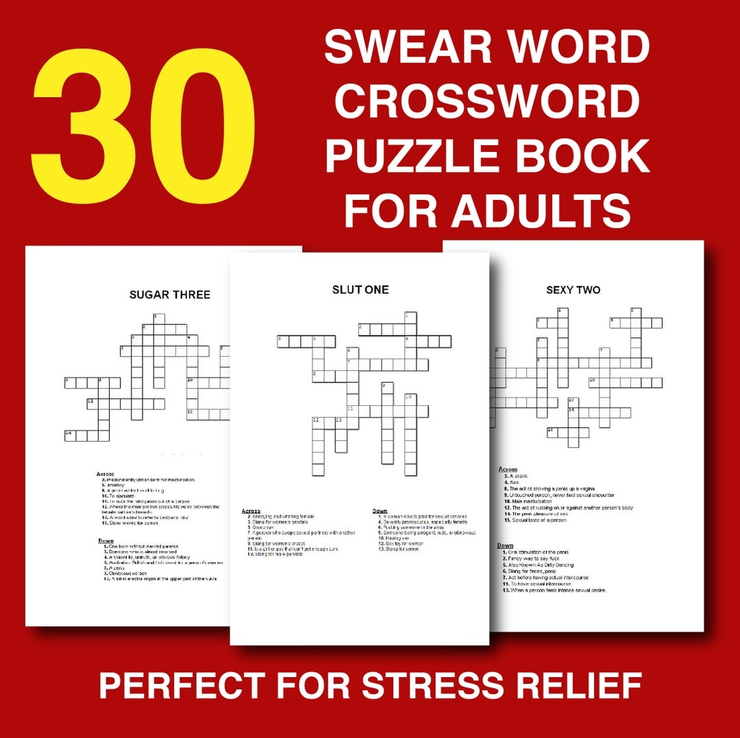 30 Swear Word Crossword Puzzles For Adults Instant Download Printable