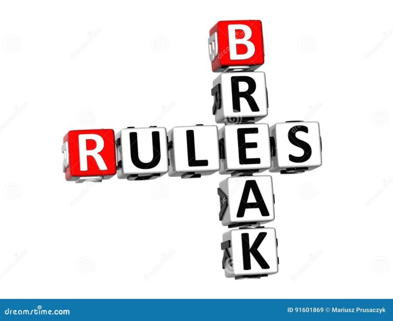 3D Crossword Break Rules On White Background Stock Illustration 