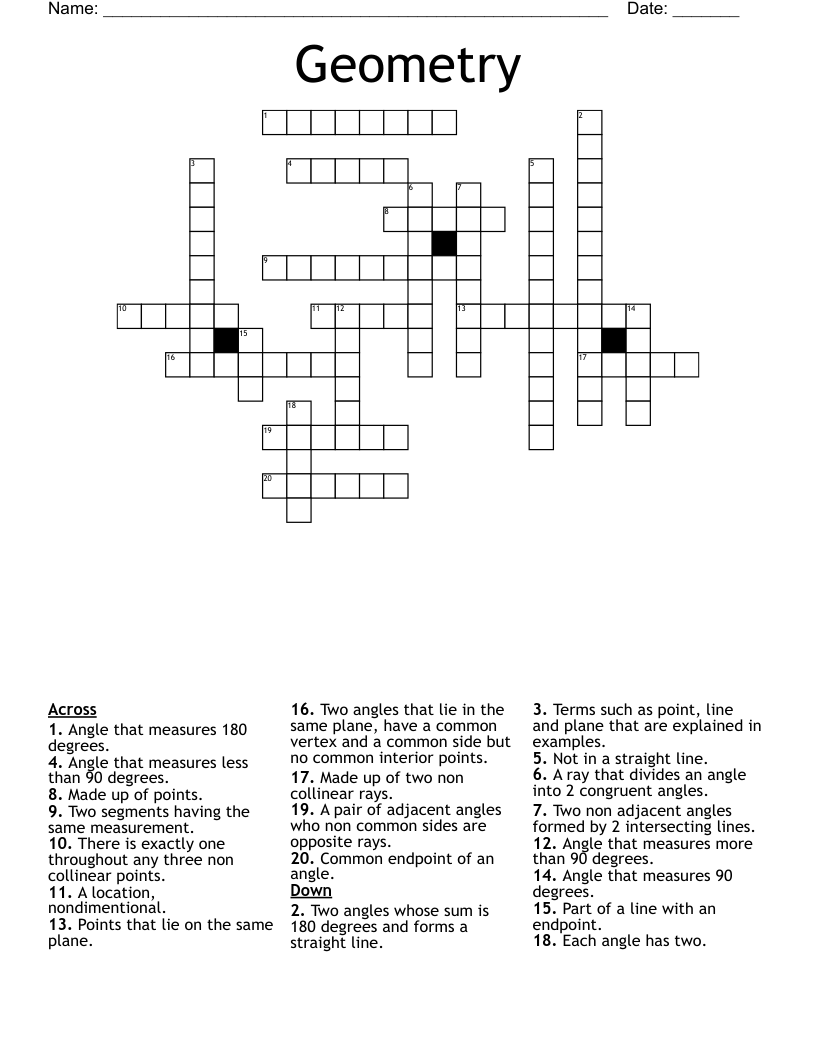 90 Degree Angle Crossword Prntbl concejomunicipaldechinu gov co