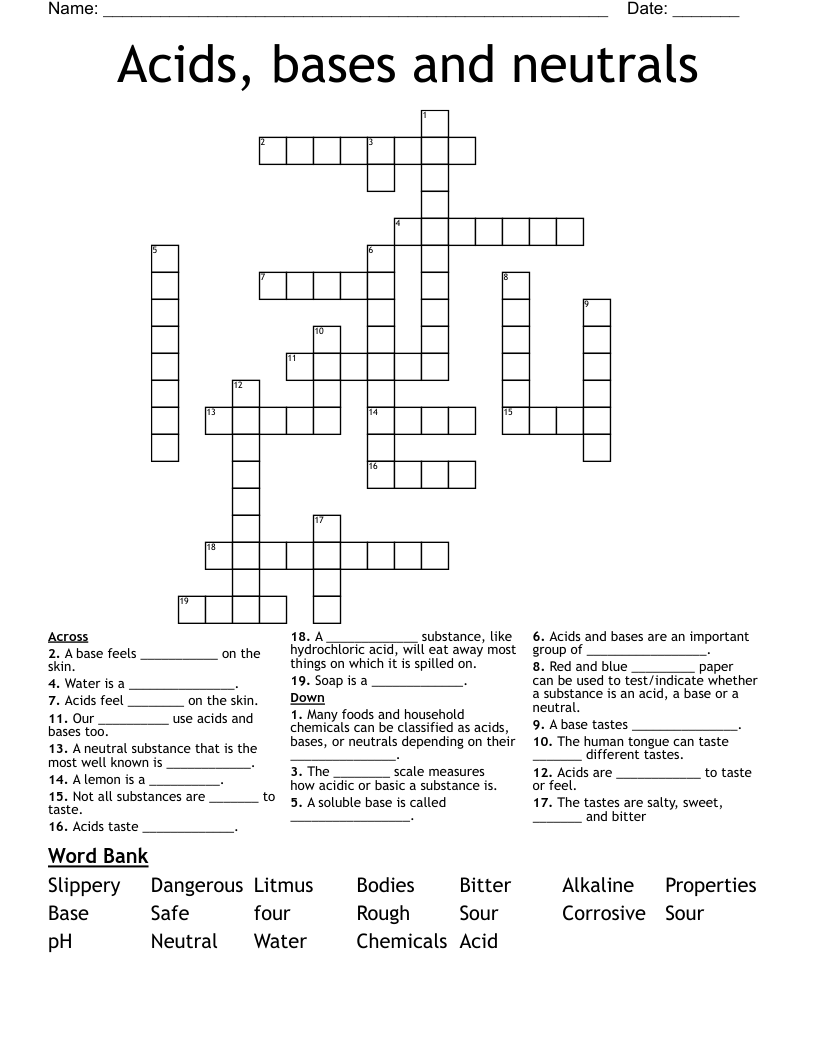 Acids Bases And Neutrals Crossword WordMint