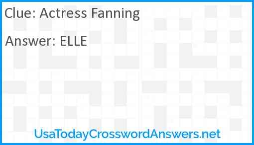 Actress Fanning Crossword Clue UsaTodayCrosswordAnswers