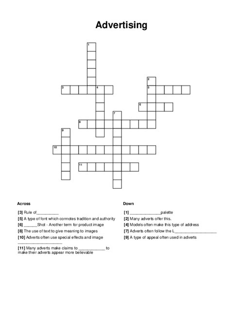 Advertising Crossword Puzzle