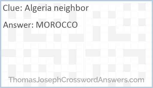 Algeria Neighbor Crossword Clue ThomasJosephCrosswordAnswers