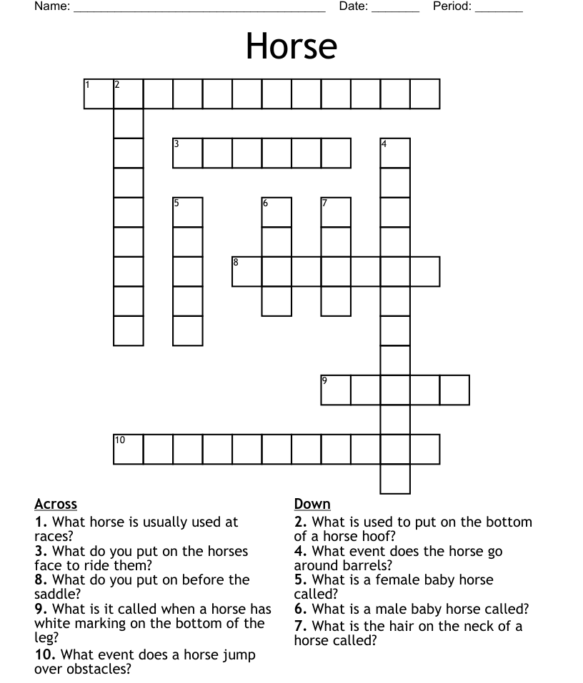 An Easy Gait Of A Horse Crossword Easycrosswordpuzzlesprintable