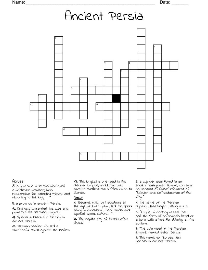 Ancient Persia Crossword WordMint