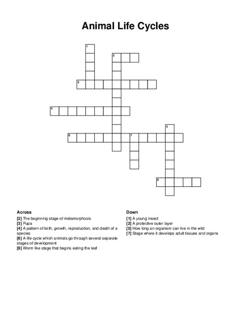 Animal Life Cycles Crossword Puzzle