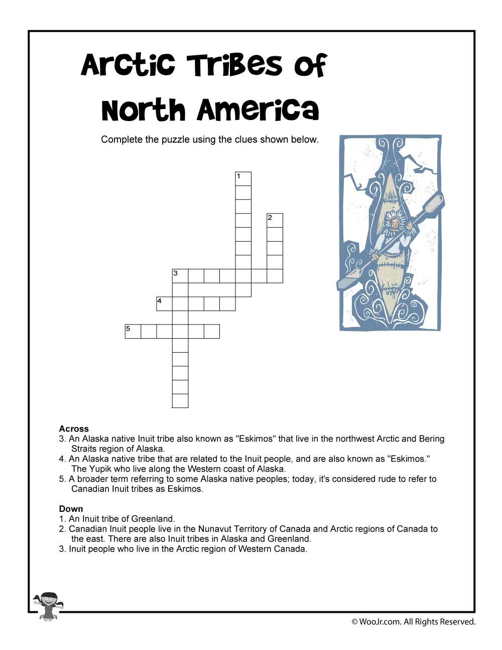 Arctic Tribes Of North America Crossword Puzzle Woo Jr Kids