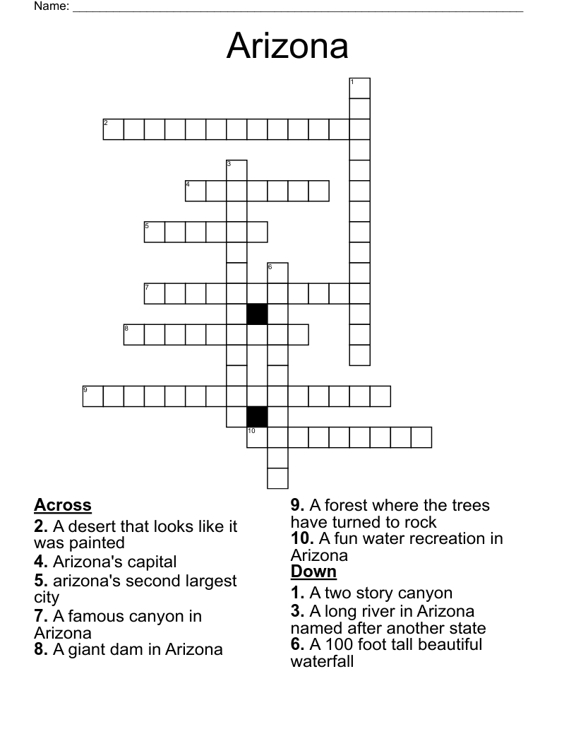 Arizona Crossword WordMint